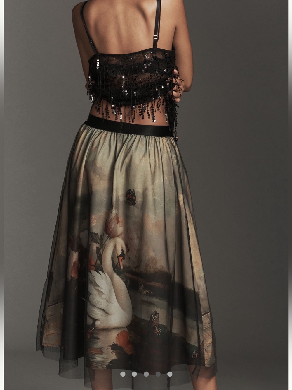 Anthropologie Wondernight Midi Skirt NEW Black Swan Art XL - Picture 2 of 16